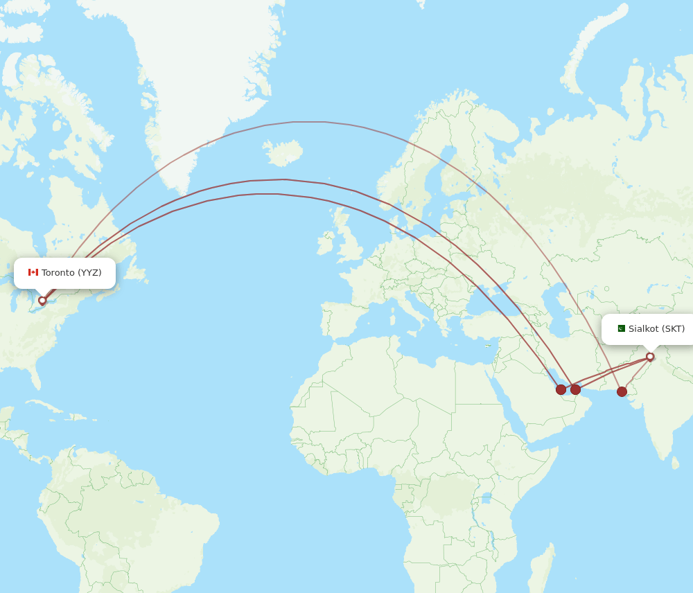 SKT-YYZ flight routes