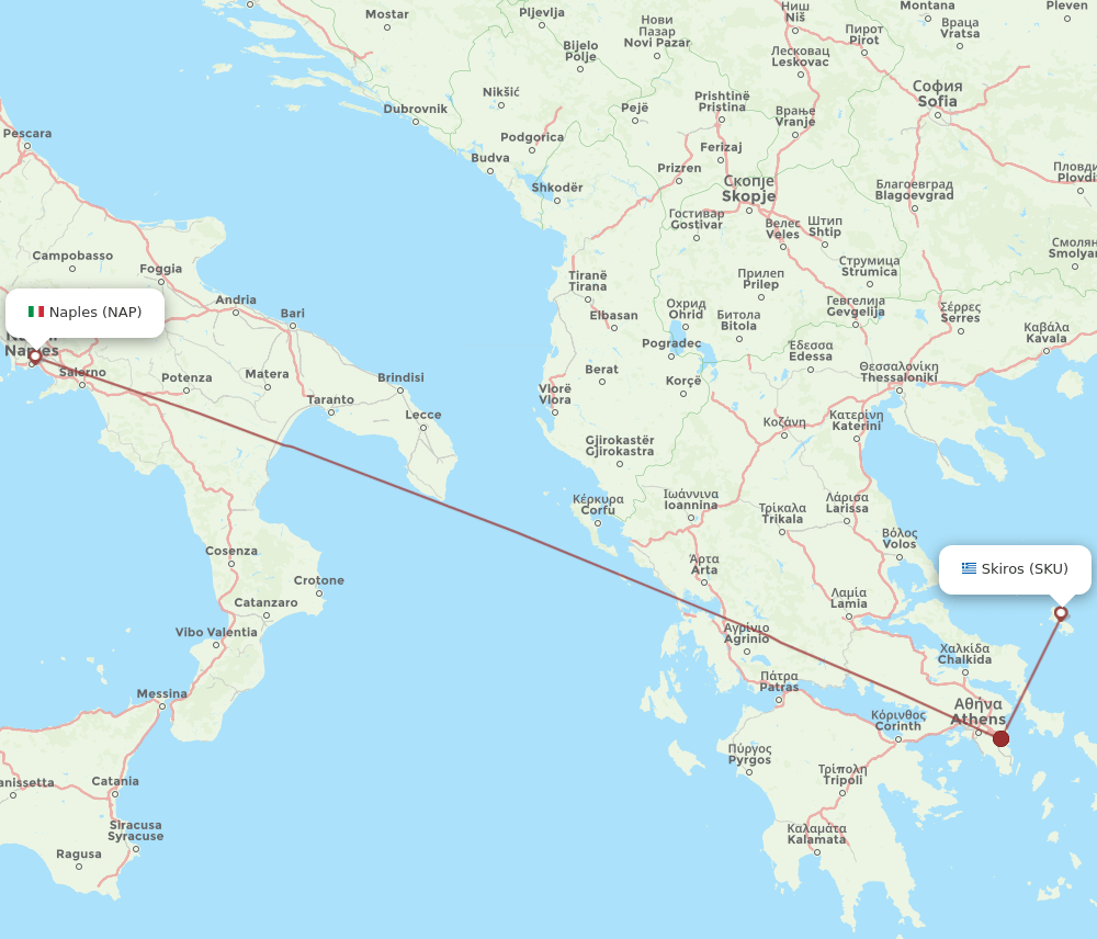 NAP to SKU flights and routes map