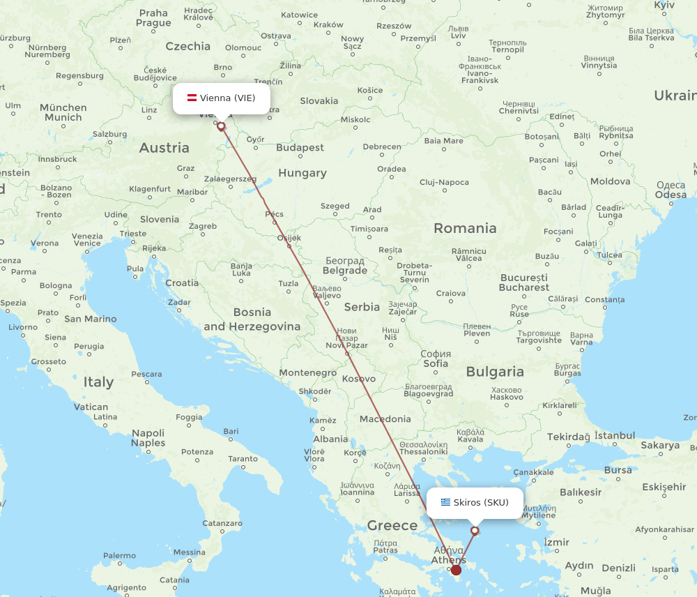 SKU to VIE flights and routes map