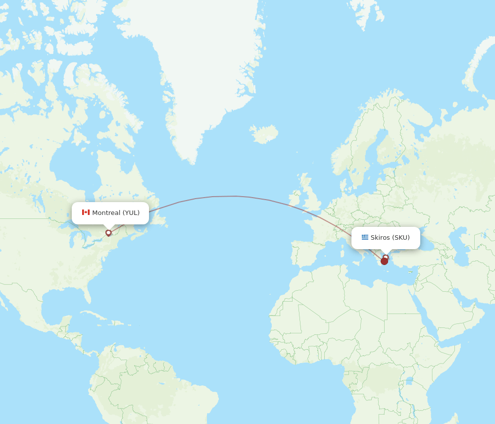 YUL to SKU flights and routes map
