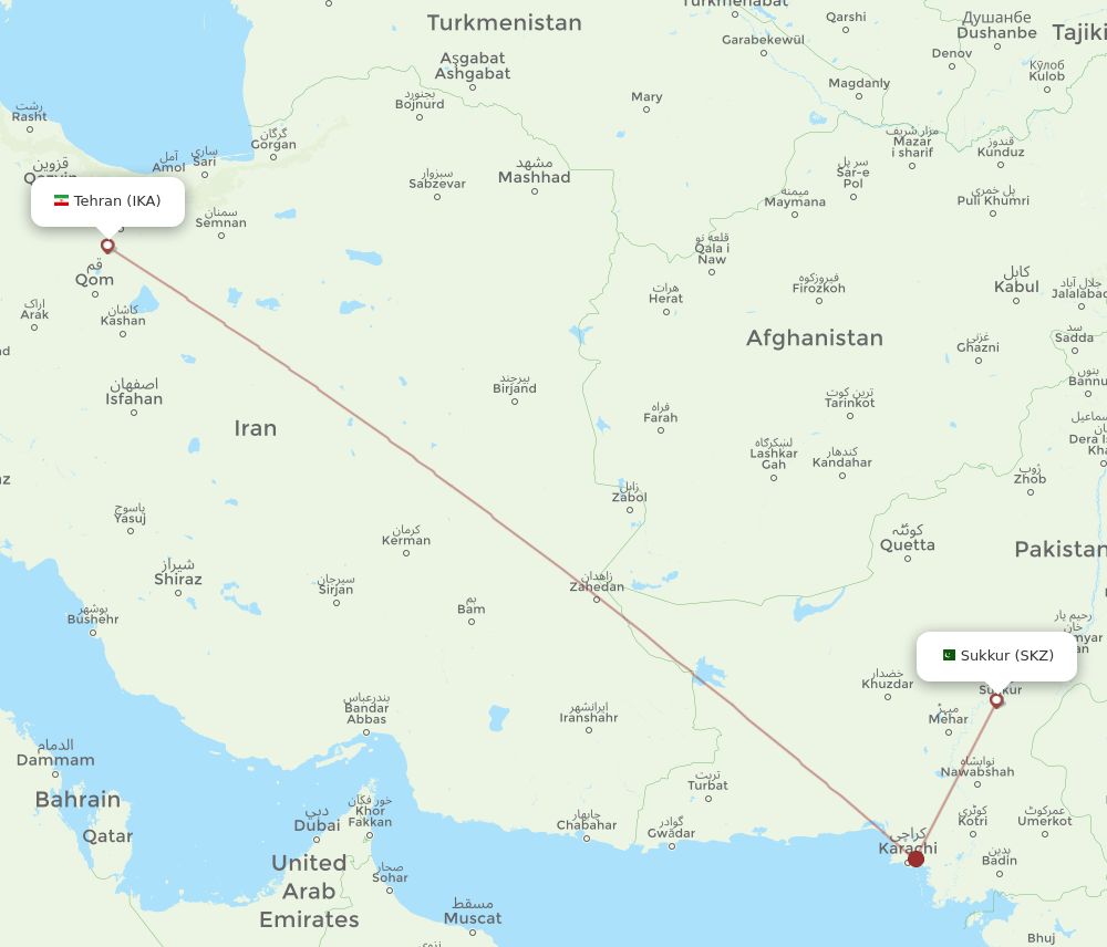 SKZ to IKA flights and routes map