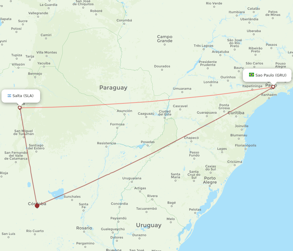 SLA-GRU flight routes