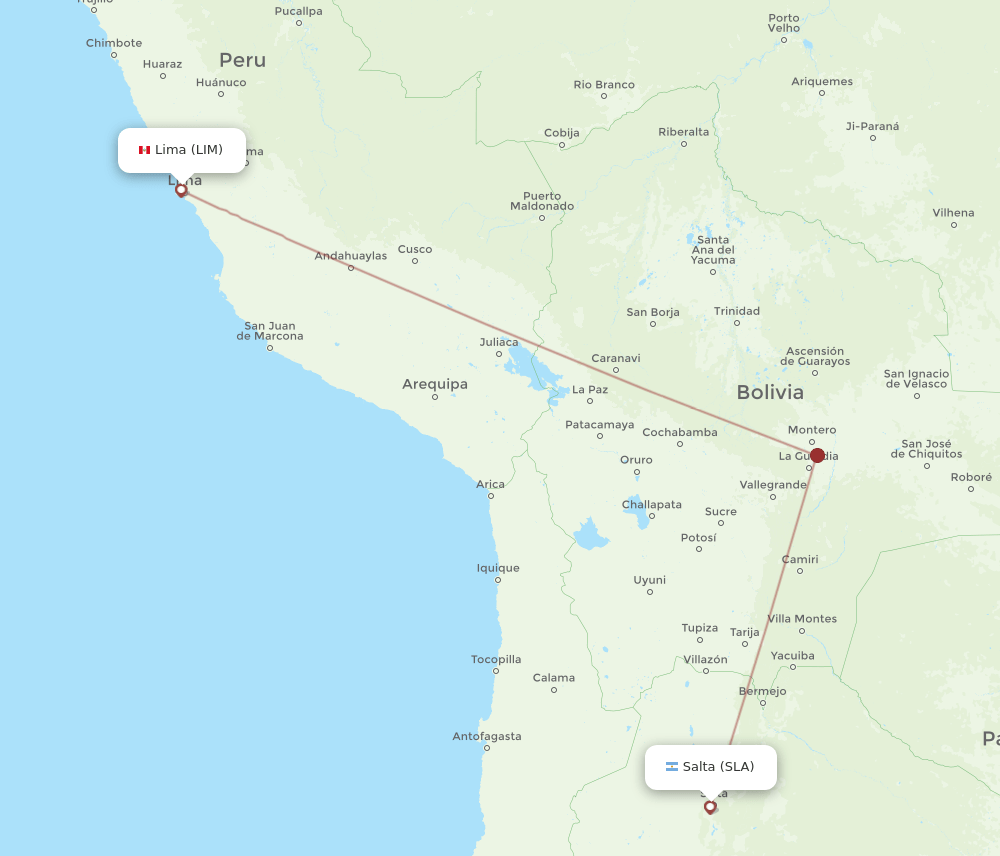 SLA to LIM flights and routes map