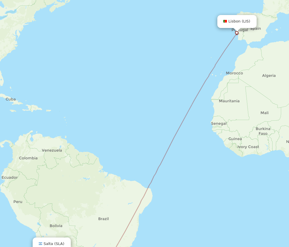 SLA to LIS flights and routes map