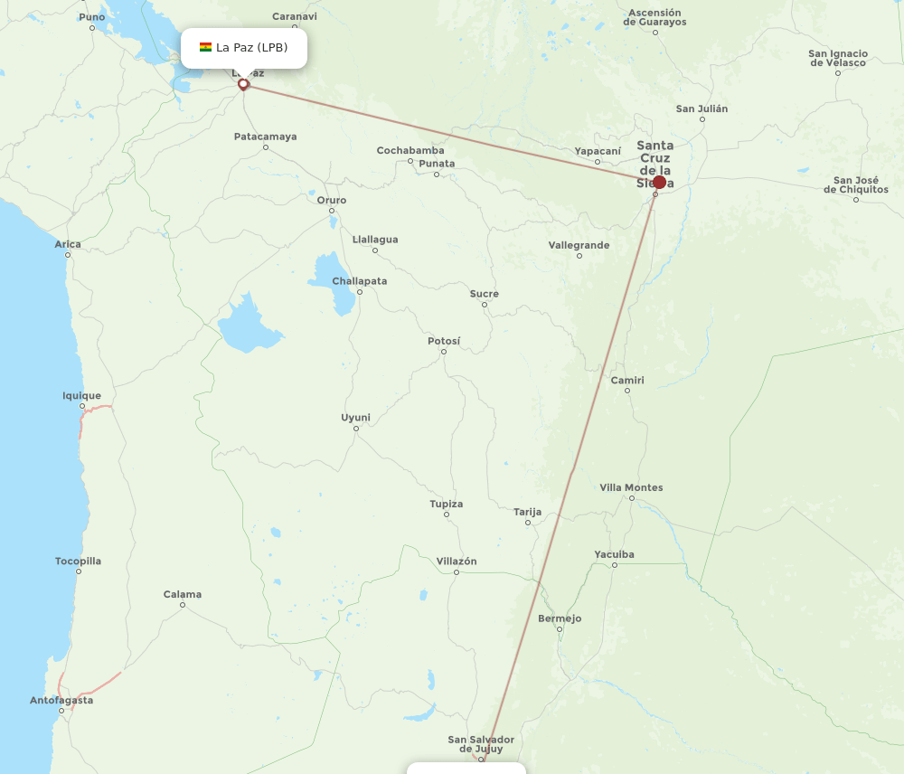 SLA to LPB flights and routes map