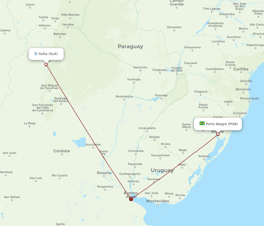 SLA to POA flights and routes map