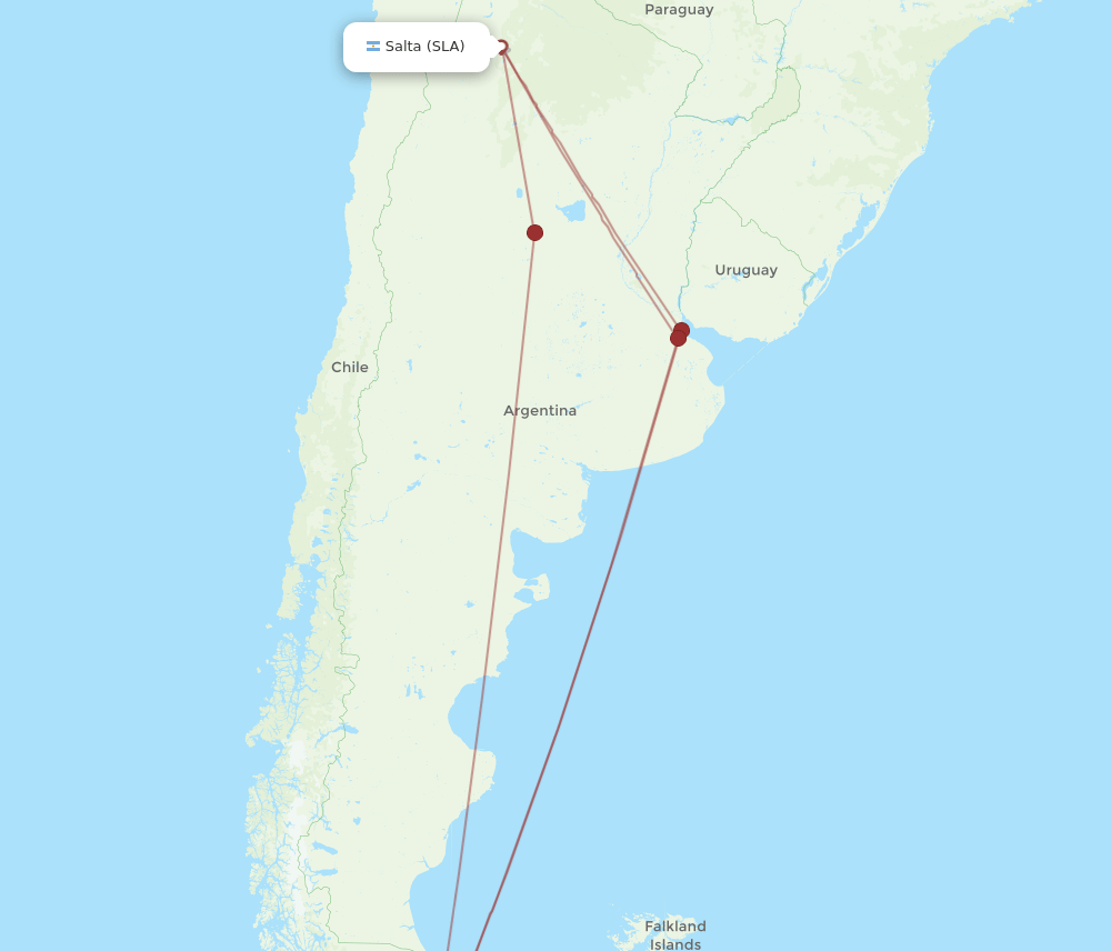 SLA-USH flight routes