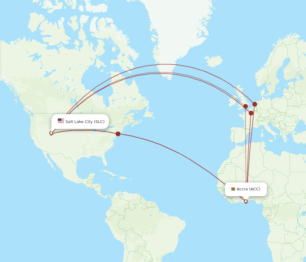 SLC to ACC flights and routes map