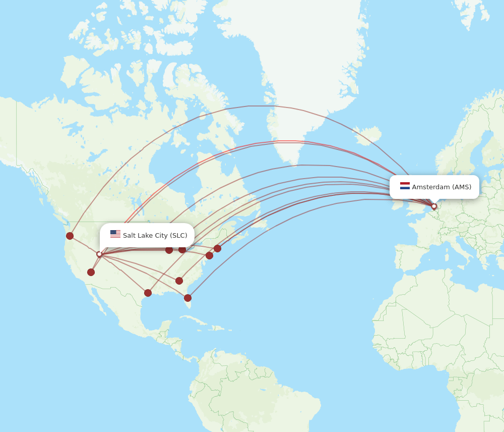 SLC-AMS flight routes