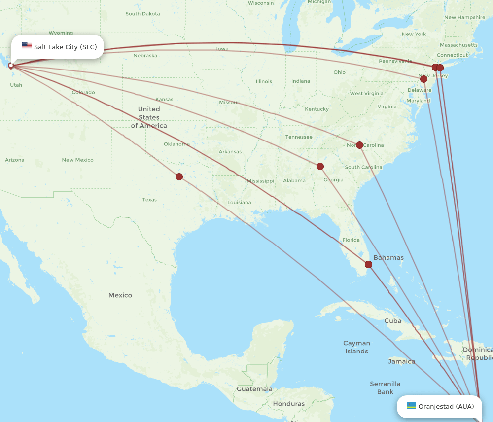 SLC-AUA flight routes
