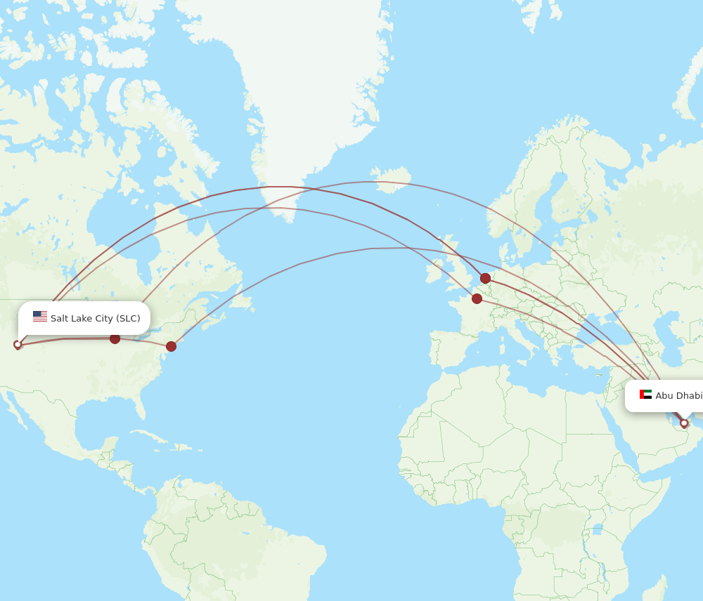 SLC-AUH flight routes