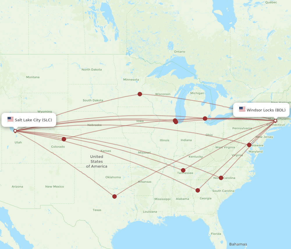 SLC-BDL flight routes