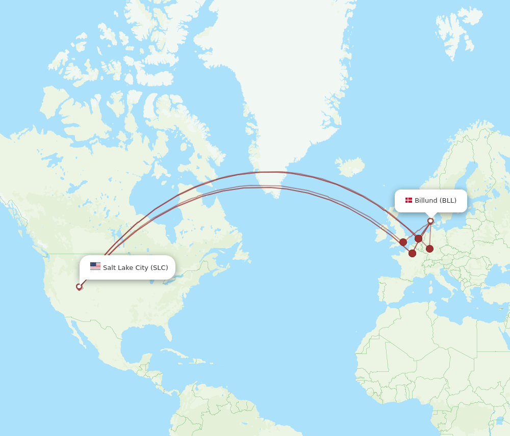 SLC-BLL flight routes