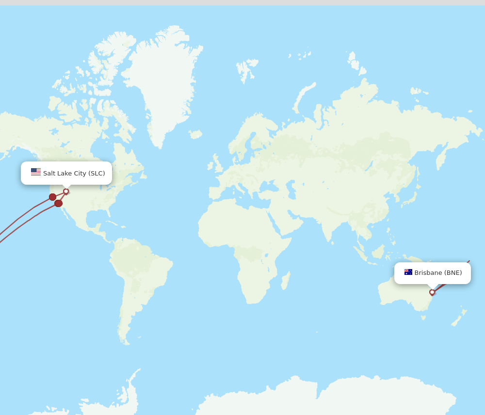 SLC-BNE flight routes