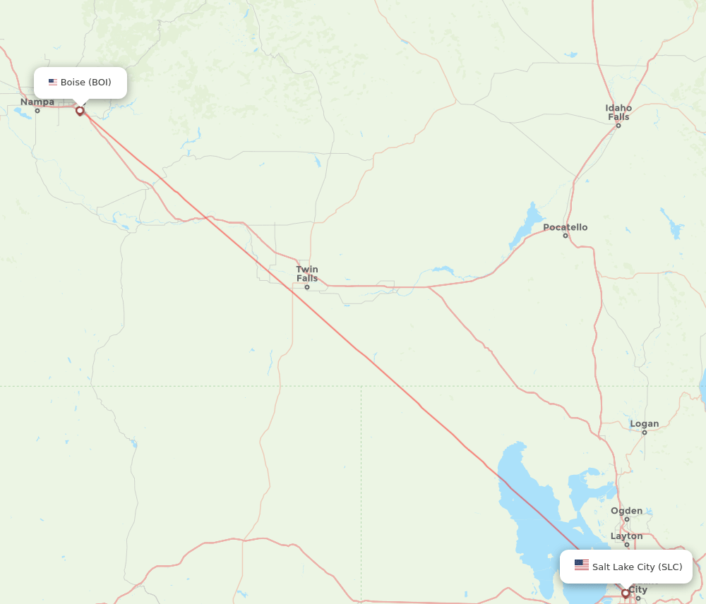 SLC to BOI flights and routes map