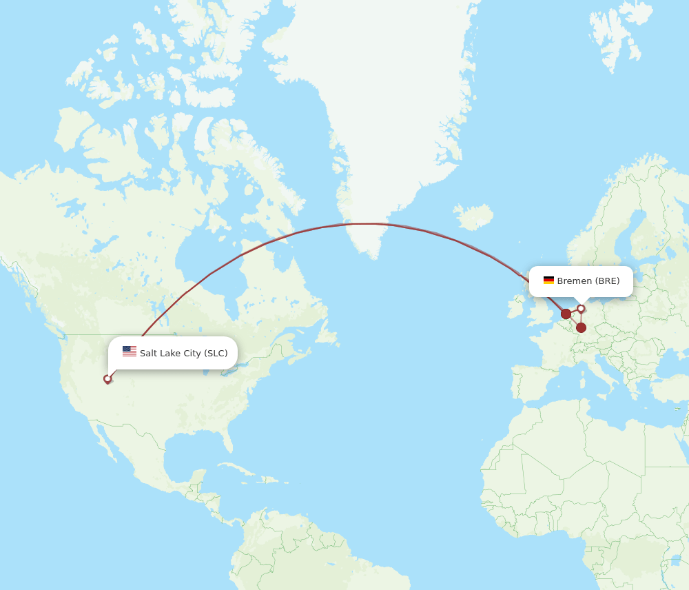 SLC-BRE flight routes