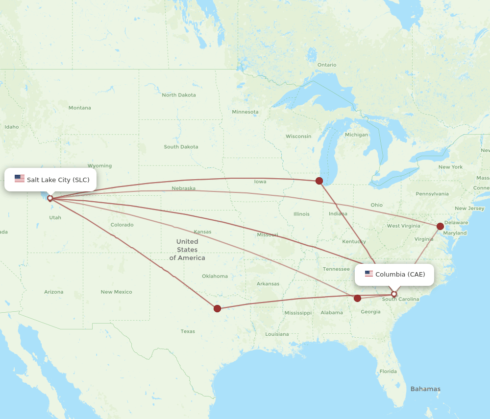 SLC-CAE flight routes