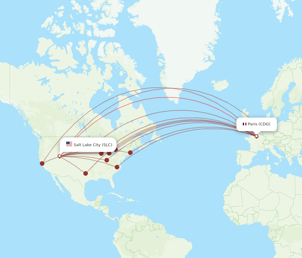 SLC-CDG flight routes