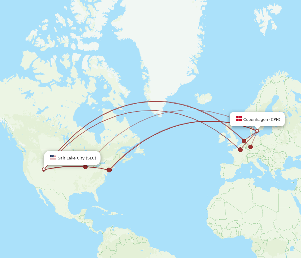 SLC-CPH flight routes