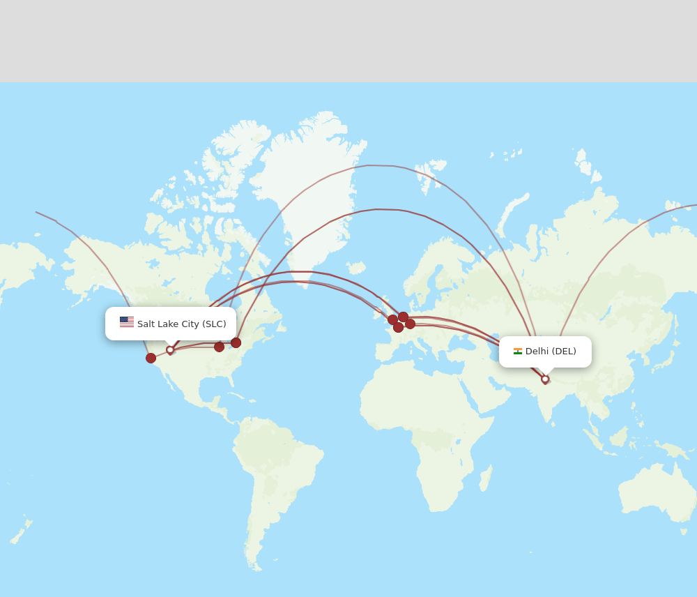 SLC-DEL flight routes