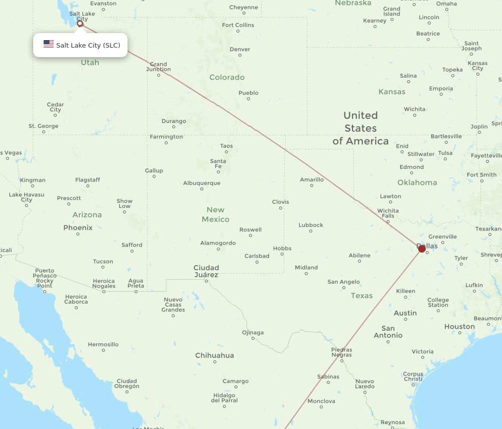 SLC to DGO flights and routes map