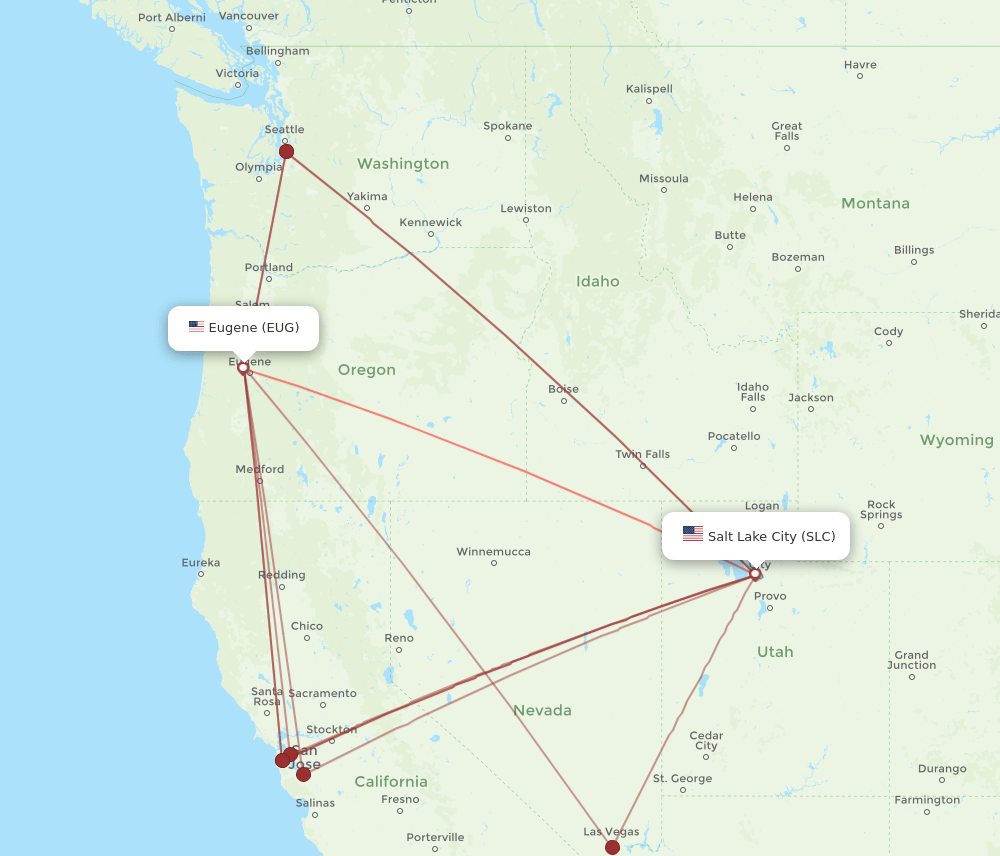 SLC-EUG flight routes