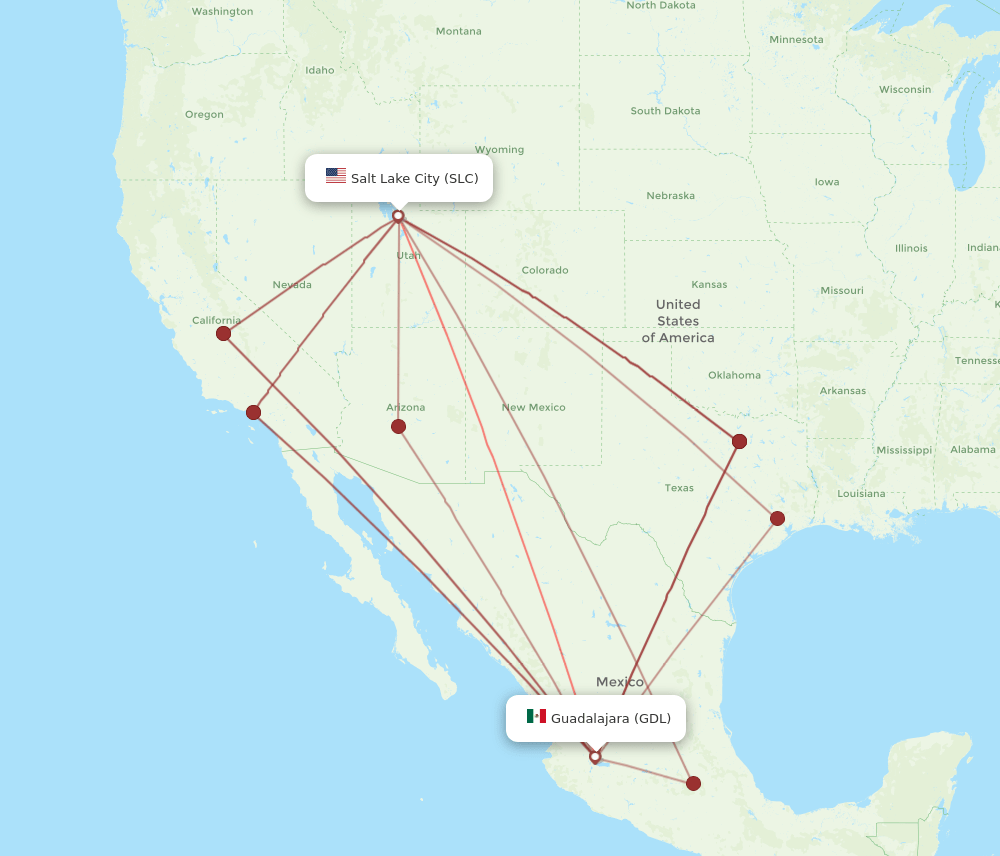 SLC-GDL flight routes