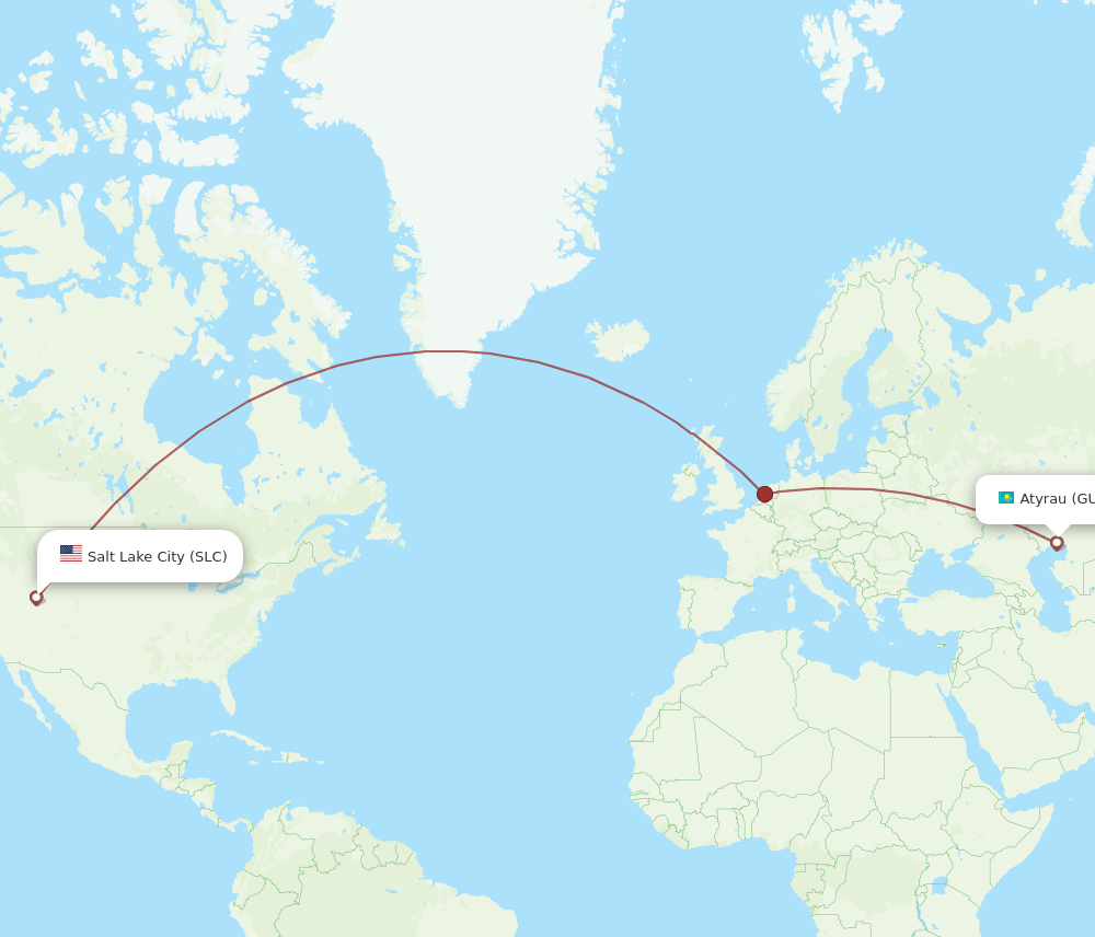 SLC-GUW flight routes