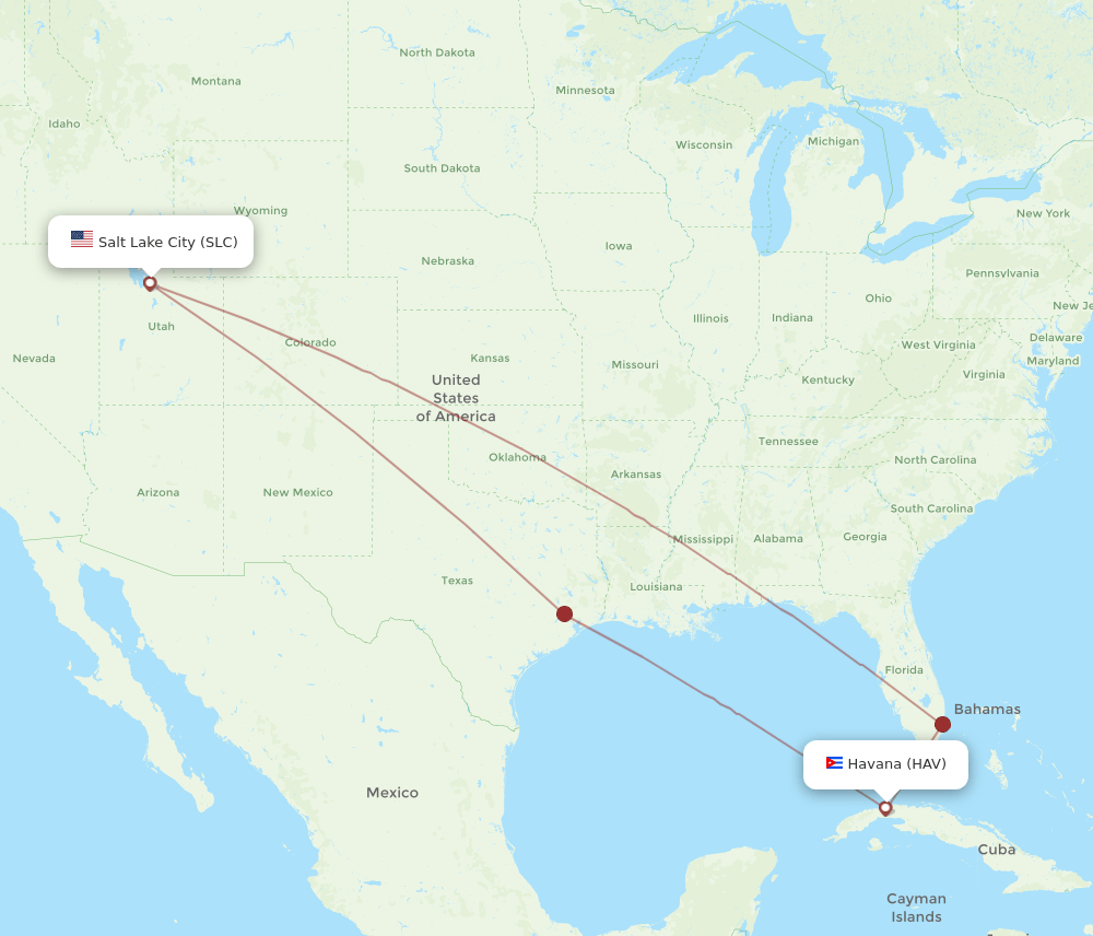 SLC-HAV flight routes