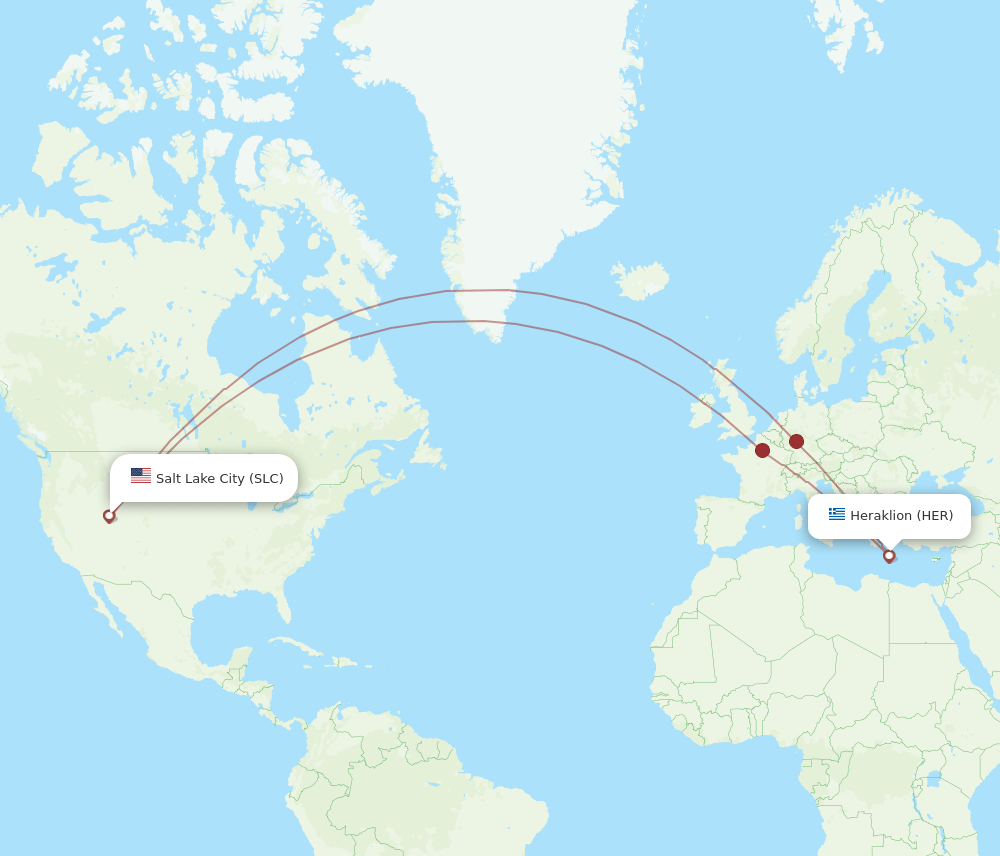 SLC to HER flights and routes map