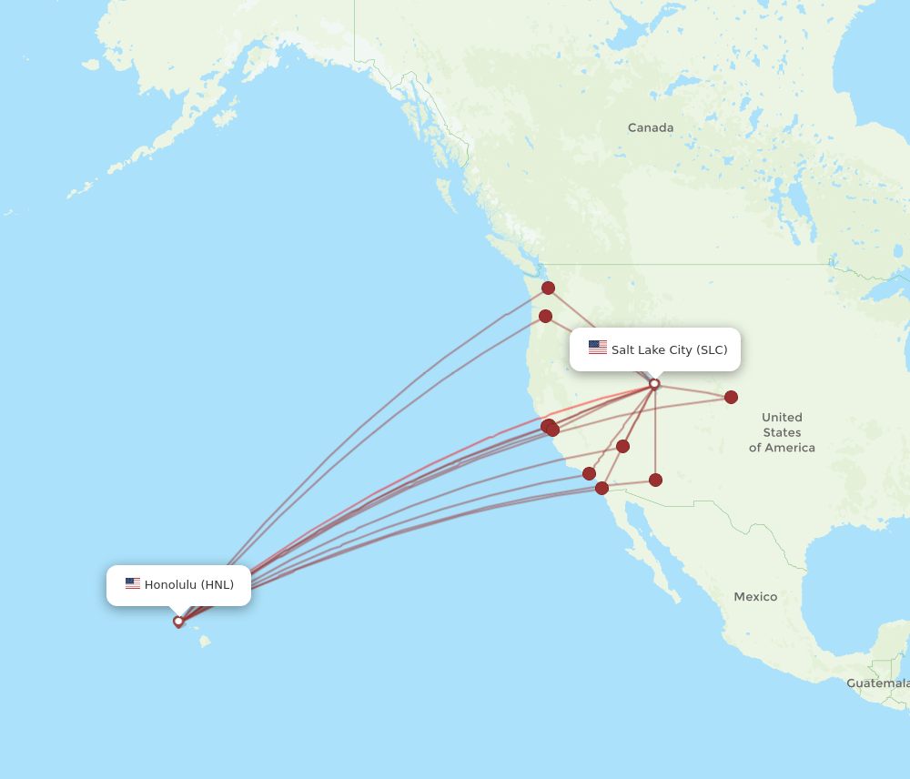 SLC-HNL flight routes