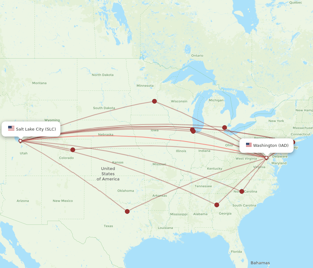 SLC-IAD flight routes
