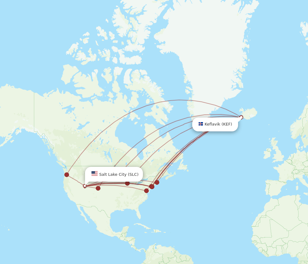 SLC-KEF flight routes