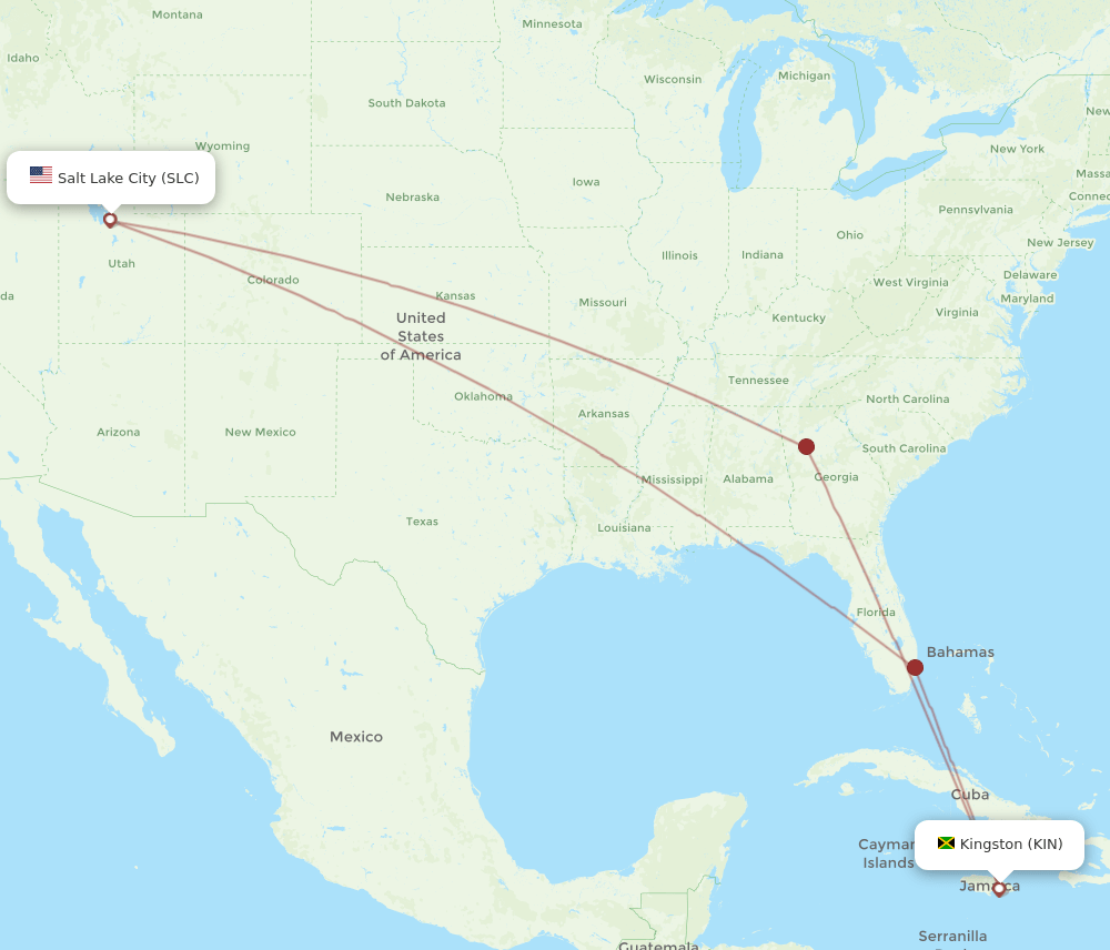 SLC-KIN flight routes