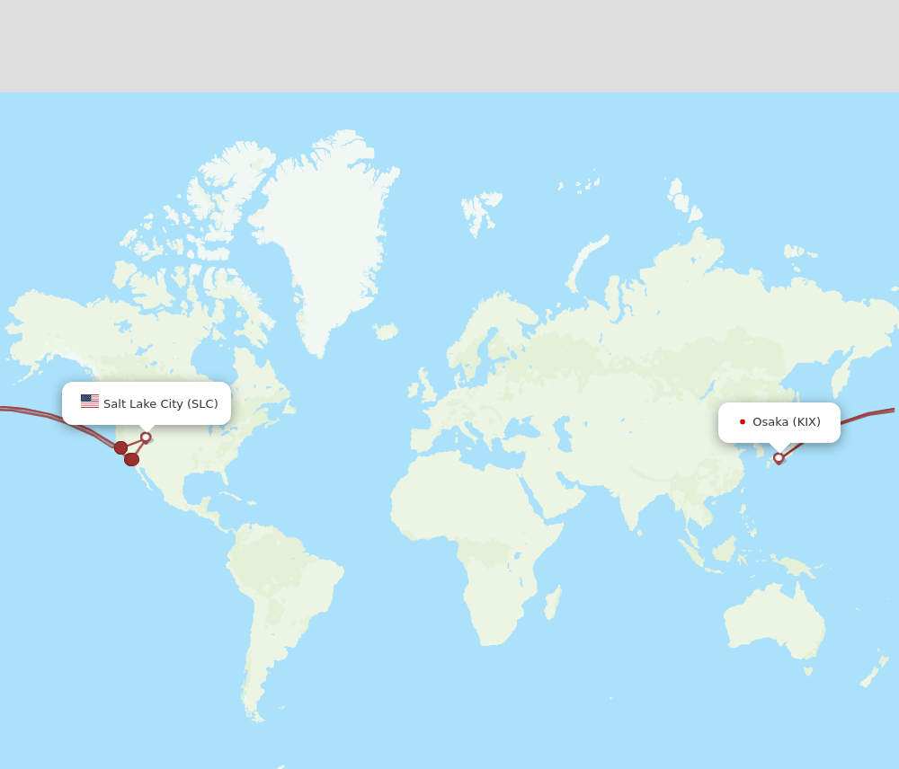 SLC to KIX flights and routes map