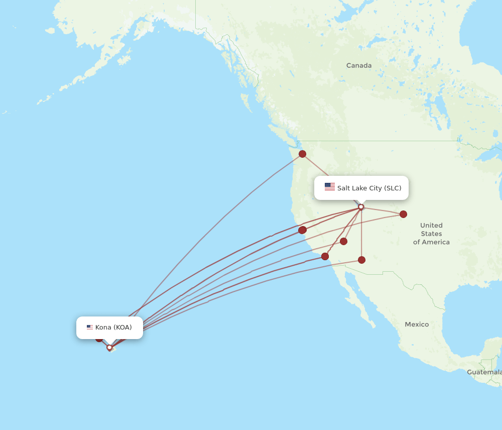 SLC-KOA flight routes