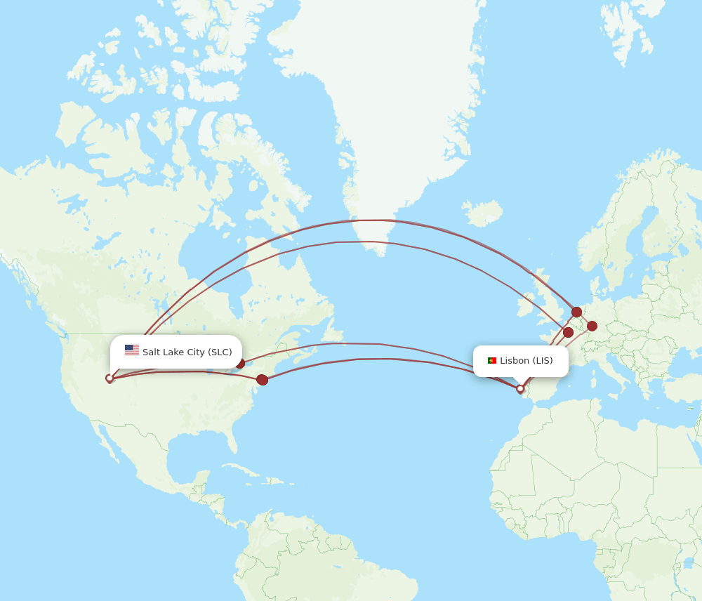 SLC-LIS flight routes