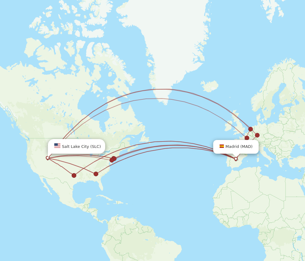 SLC-MAD flight routes