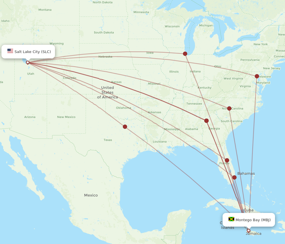 SLC-MBJ flight routes