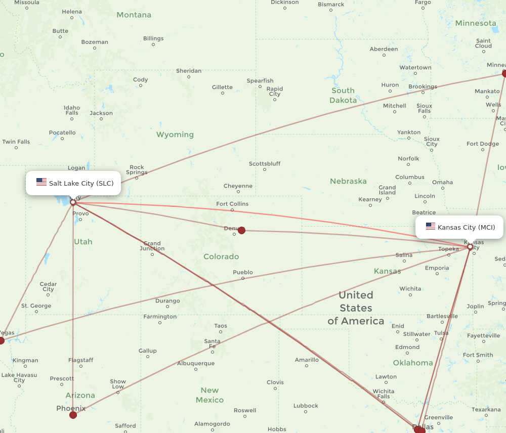 SLC-MCI flight routes