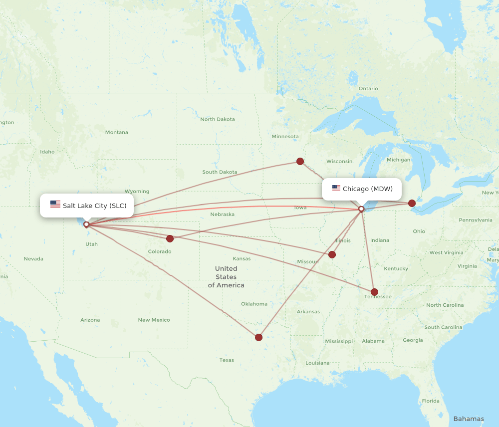 SLC-MDW flight routes