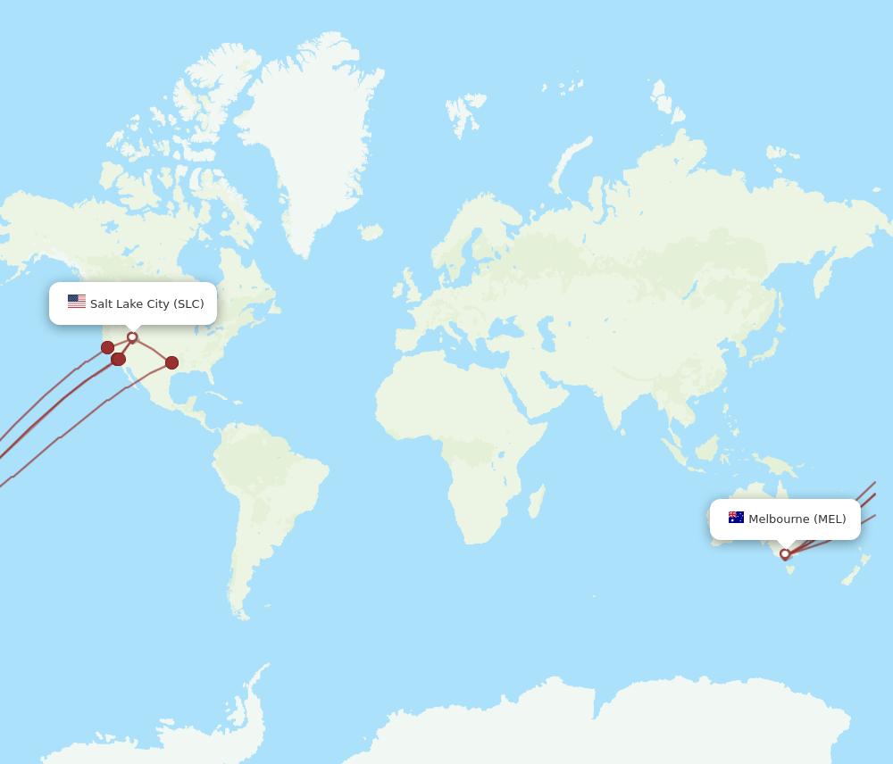 SLC-MEL flight routes