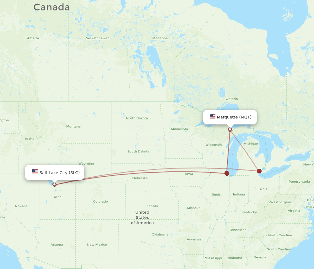 SLC to MQT flights and routes map