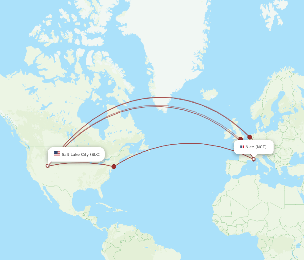 SLC-NCE flight routes