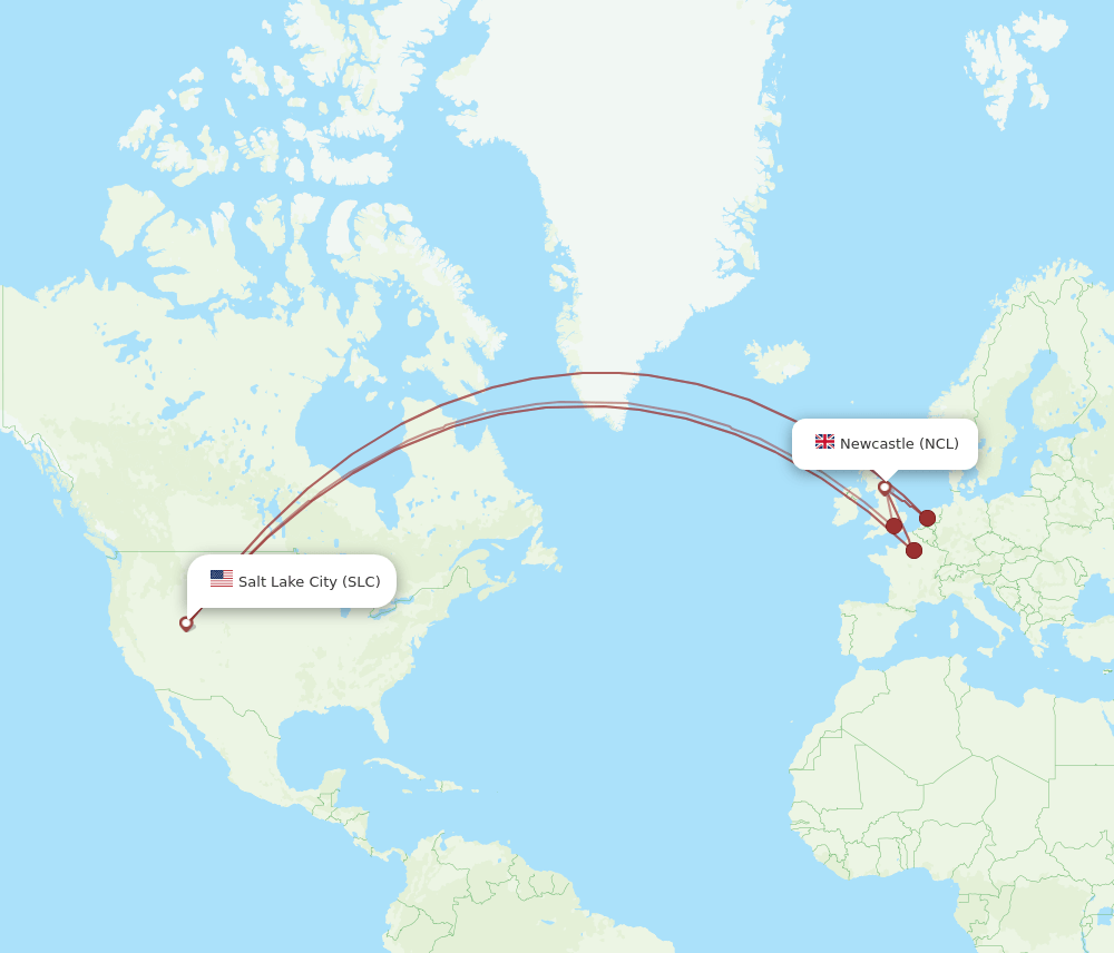 SLC-NCL flight routes