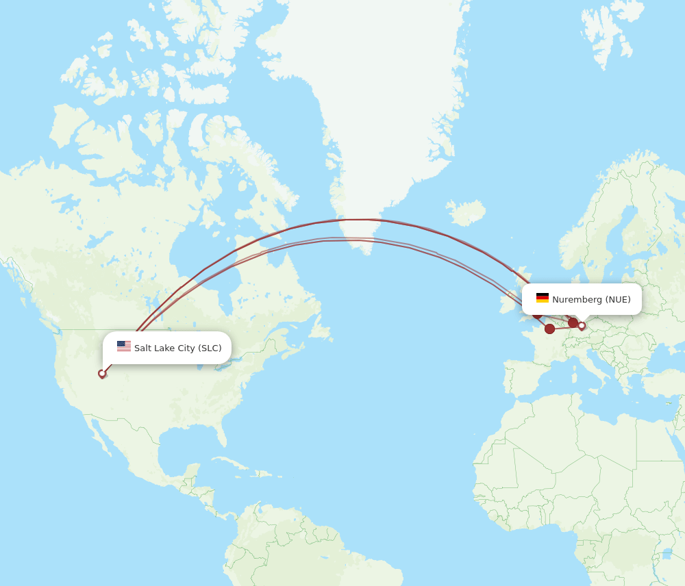 SLC-NUE flight routes