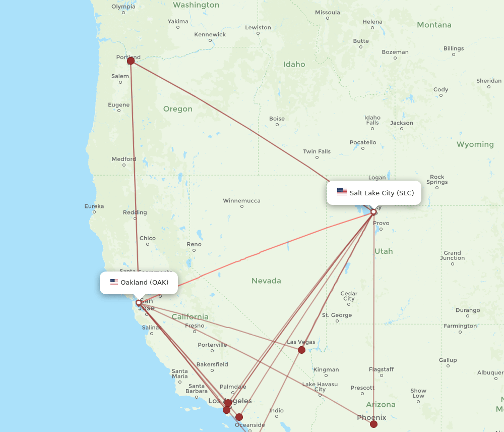 SLC-OAK flight routes