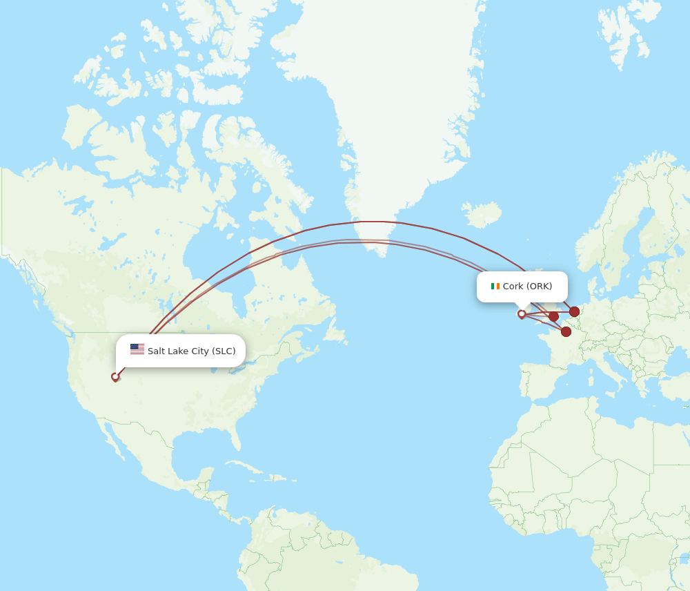 SLC-ORK flight routes