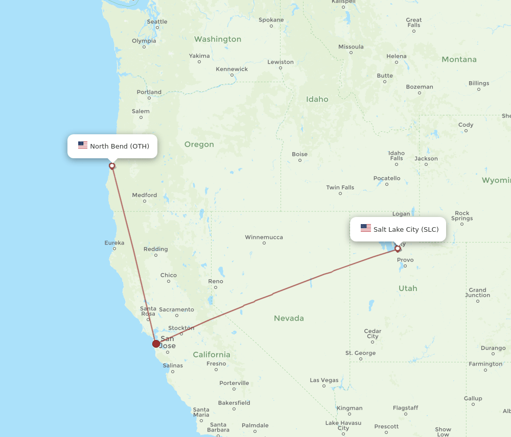 SLC-OTH flight routes
