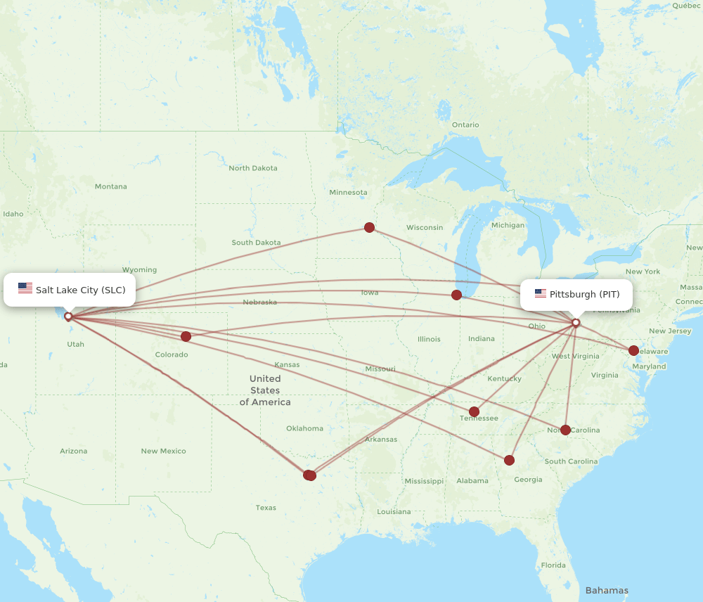 SLC-PIT flight routes